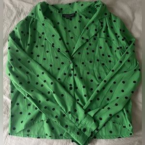 ASOS Green Polka Dot Button Down Shirt